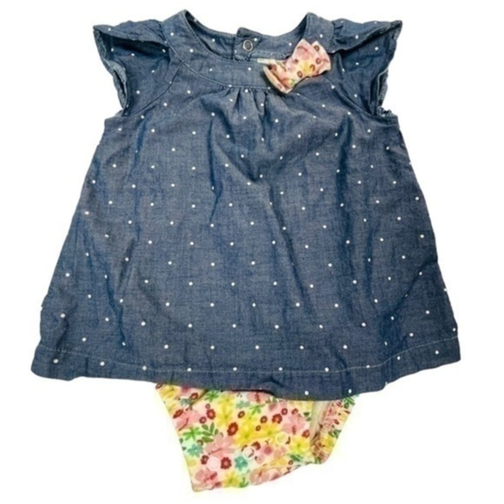 Carter’s Summer Dress with Diaper Bloomer | Baby 3-6 months | Polka Dot - Floral